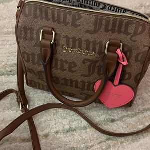 Juicy Couture Brown Satchel with Pink Heart Charm